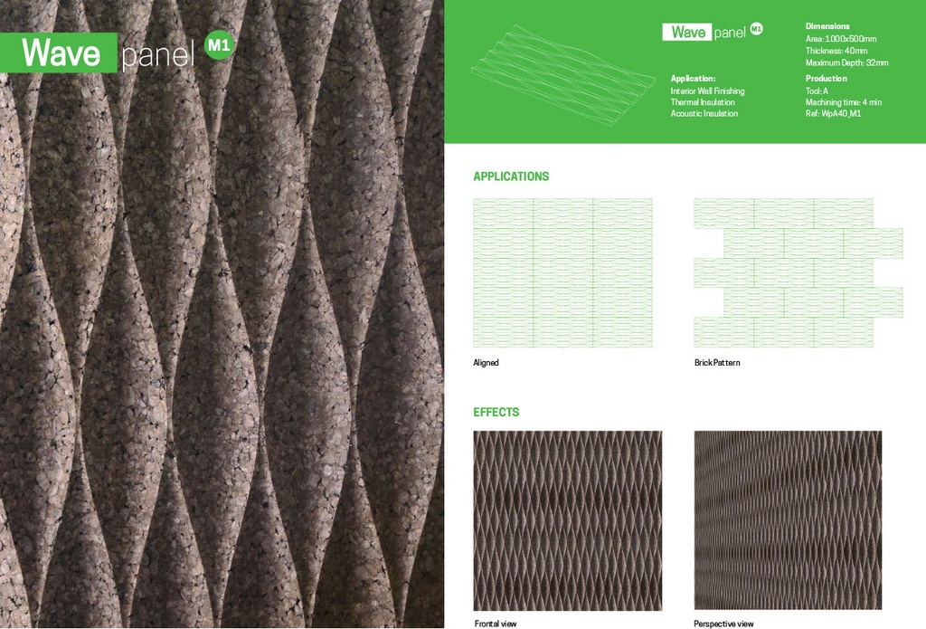 Amorim MDFacade Wave M1 - Decoratieve Kurkpanelen - 40mm - 1m2