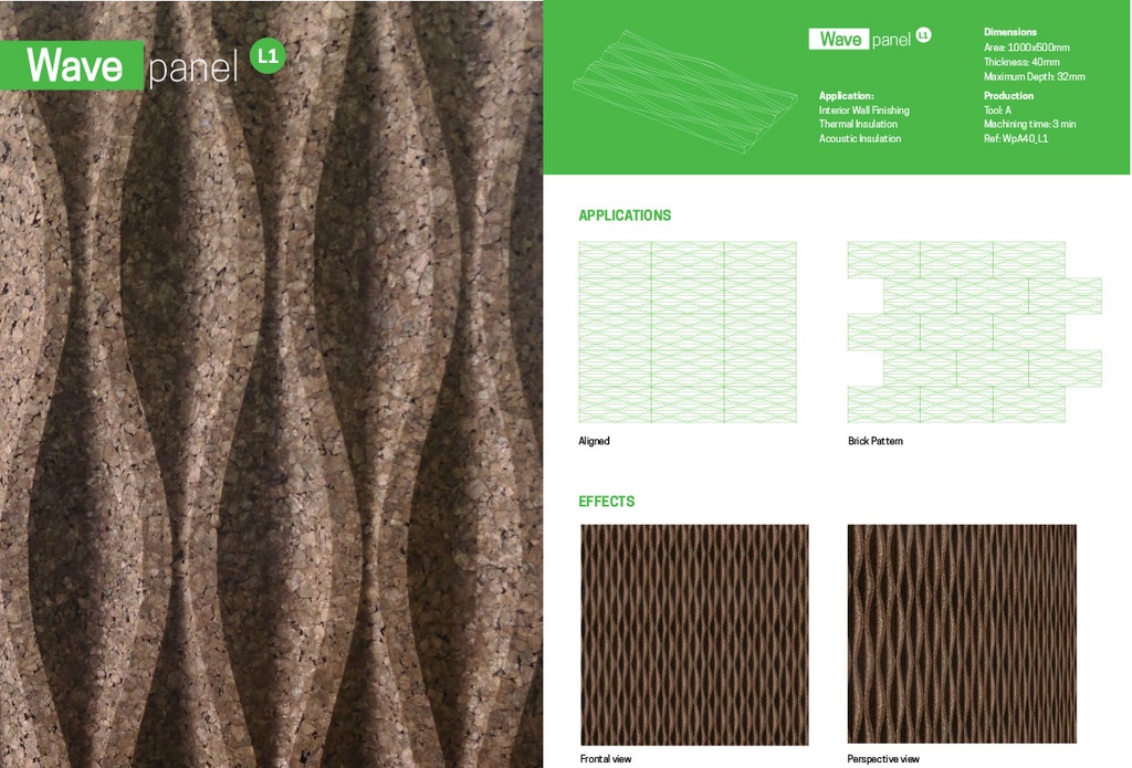 Amorim MDFacade WAVE L1 - Decoratieve Kurkpanelen - 50mm - 1m2