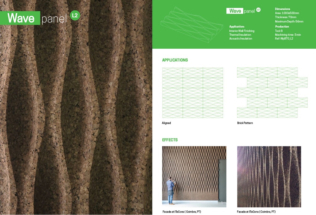 Amorim MDFacade WAVE L2 - Decoratieve Kurkpanelen - 70mm - 2m²