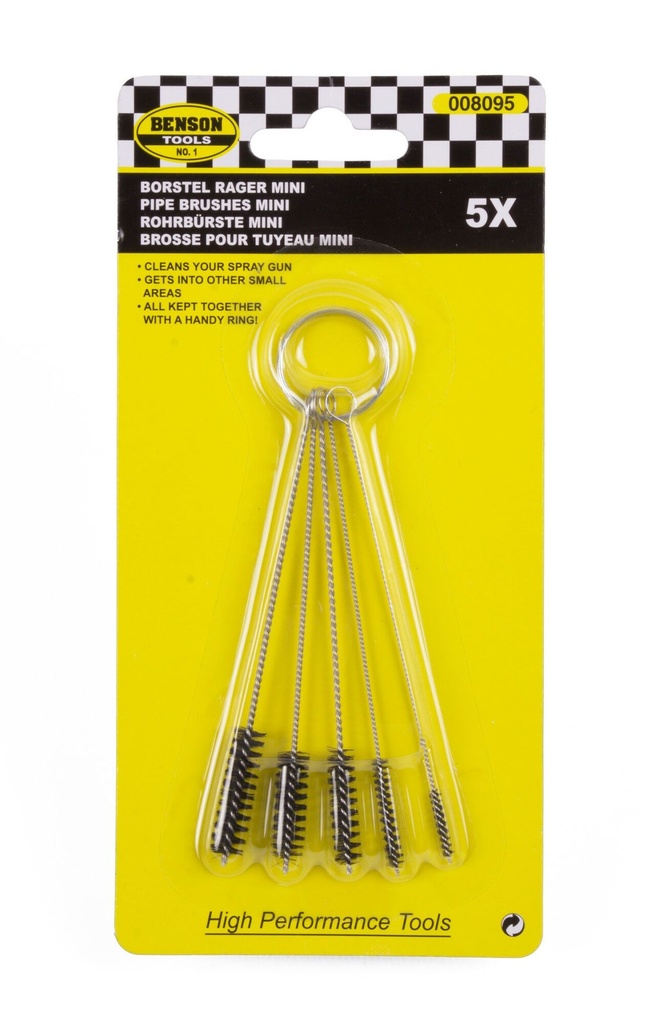 Mini Borstelset – 5-delig | Reinigingsborstels voor Spuitpistolen K12 & Volumair (Ø 2–7 mm)