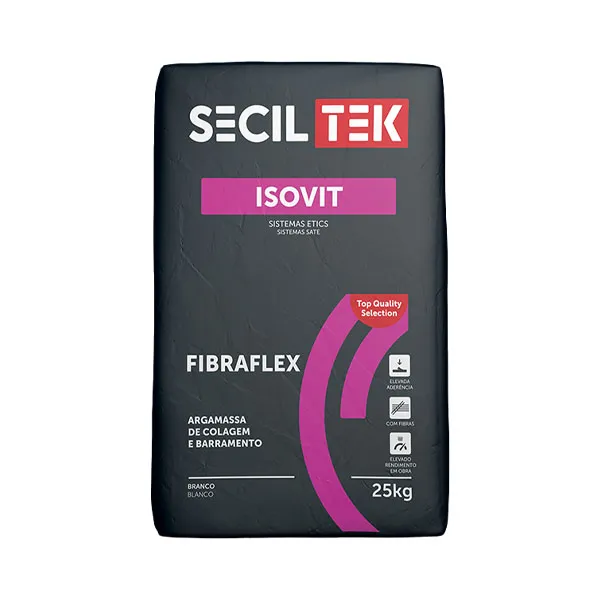 Seciltek Isovit FIBRAFLEX - Mortier-colle renforcé de fibres pour système d'isolation thermique par l'extérieur (ETICS) - ciment blanc - 25 kg (60)