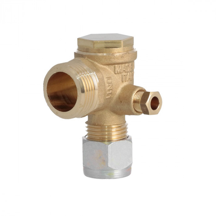 Airpress - Clapet anti-retour 3/4" x 1/2" x 1/8" + Raccord pivotant à filetage femelle 1/2" + Bague de coupe