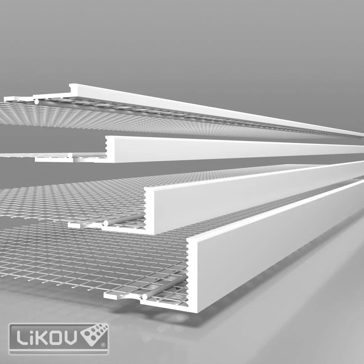 Profilé d'arrêt avec maille en fibre de verre - PVC, 2 m, largeur 3/6/10 mm, carton de 50 m