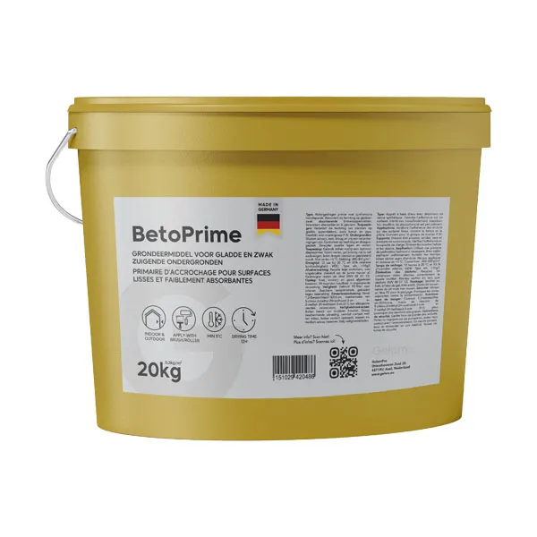 GelamPro BetoPrime - Primaire de contact pour béton pour supports lisses et faiblement absorbants - Intérieur/Extérieur - 20kg (24)