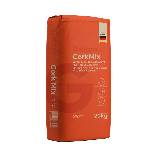 GelamPro CorkMix - Mortier Colle et d'Armature Renforcé en Fibres avec Liège Naturel pour ETICS - Ciment Blanc - 25kg (42)