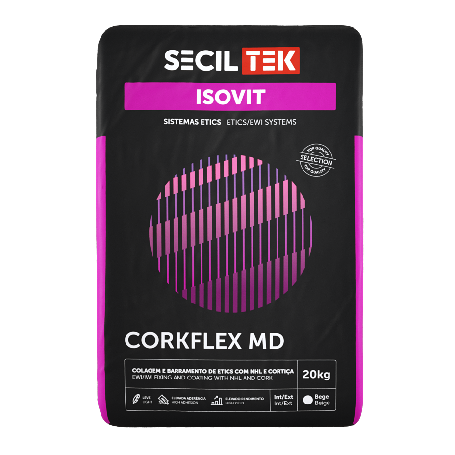 Isovit Corkflex MD - Lichtgewicht Kleefmortel voor MDFacade Decoratieve Kurk - 20kg (60)