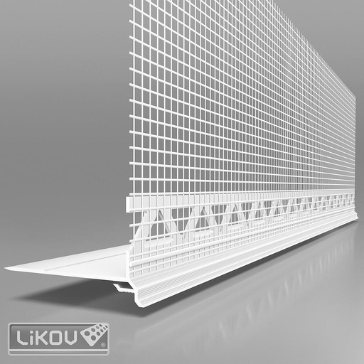 [LW-206-080] Sokkel Afwerkingsprofiel met Druiplijst & Net – PVC 6mm | 2m x 80mm [25]