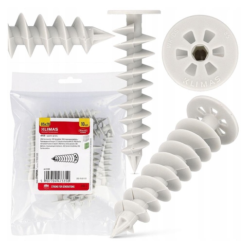 [WK-DS085] Isolatieplaat Spiraalschroeven - 28x85 mm - wit kunststof - set van 10 stuks