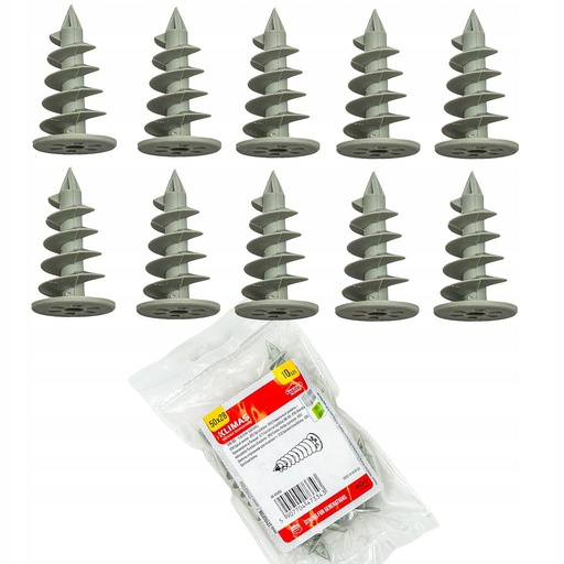 [WK-DS050] Isolatieplaat Spiraalschroeven - 28x50 mm - wit kunststof - set van 10 stuks