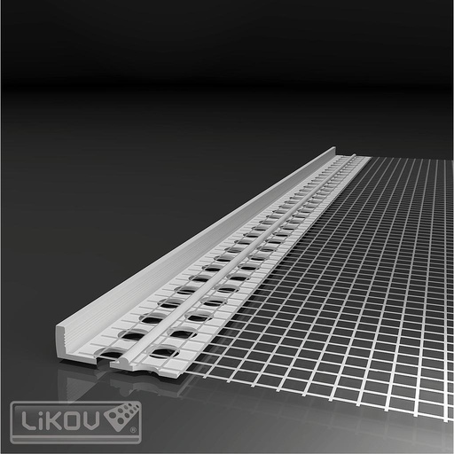 Profilé d'arrêt avec maille en fibre de verre - PVC, 2 m, largeur 3/6/10 mm, carton de 50 m