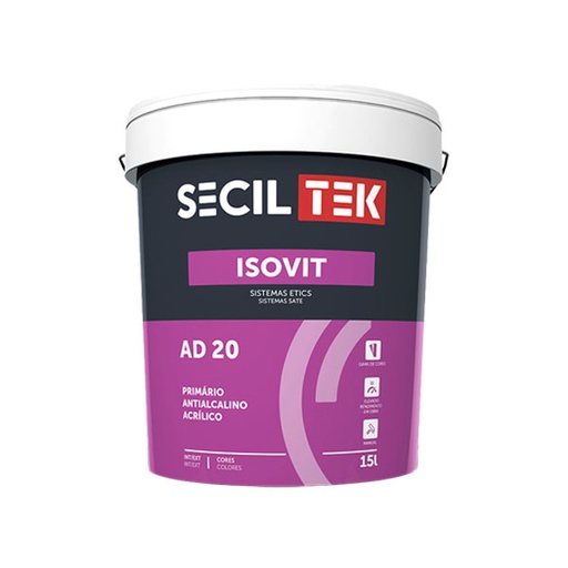 [ad20] Seciltek Isovit AD 20 - Apprêt REV pour enduit de construction - COLORÉ - 15 litres (33)