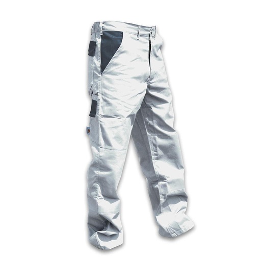 Pantalon de travail pro avec poches - Long - blanc/gris