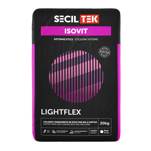 ISOVIT LIGHTFLEX (E-CORK) – Mortier Léger à Base de Chaux et Liège pour Systèmes ETICS et Rénovation (20 kg)