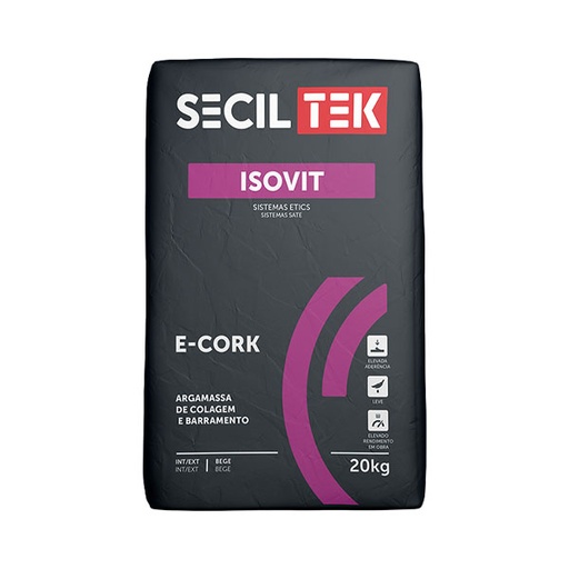 Seciltek Isovit E-CORK MD - mortier-colle pour liège décoratif MDFacade - 20kg (60)